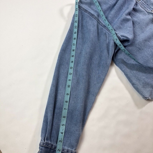 Vintage 90s Disney Store Distressed Embroidered Mickey Mouse Pocket Denim Shirt - Picture 9 of 10